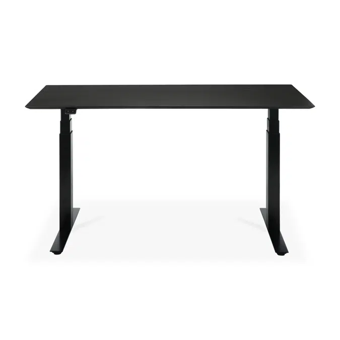 Bok adjustable desk - varnished oak black top - black base - rectangular - with cable management - US - 140x70x64-130 cm
