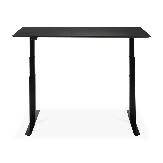 Bok adjustable desk - varnished oak black top - black base - rectangular - with cable management - US - 140x70x64-130 cm