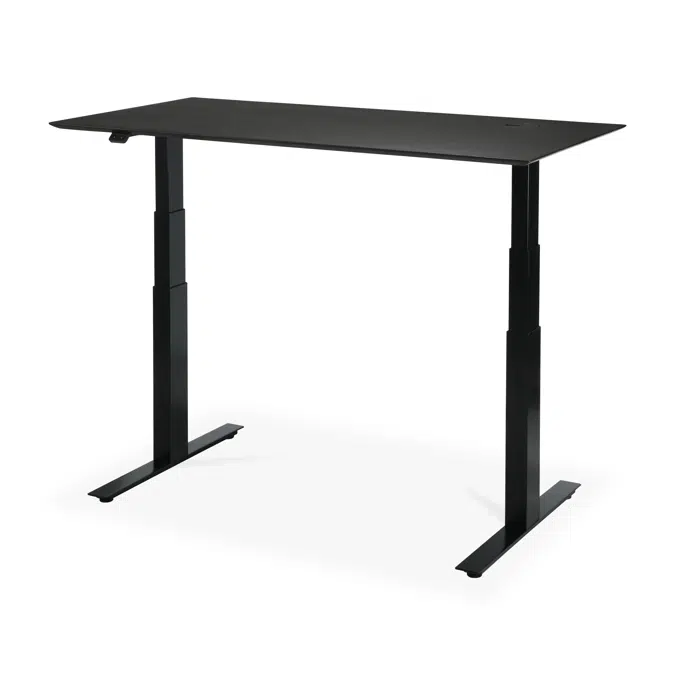 Bok adjustable desk - varnished oak black top - black base - rectangular - with cable management - US - 140x70x64-130 cm