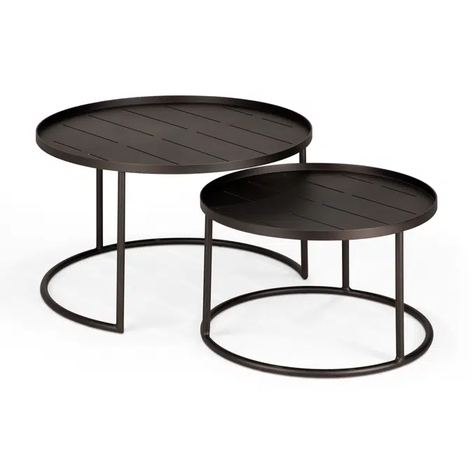 Outdoor tray coffee table set - aluminium - Dark Bronze - round - S/L - trays not included - 62 x 62 x 38 cm