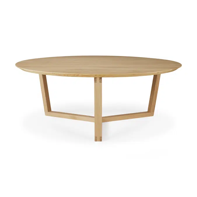 Tripod coffee table - varnished oak - round - 96x96x36 cm