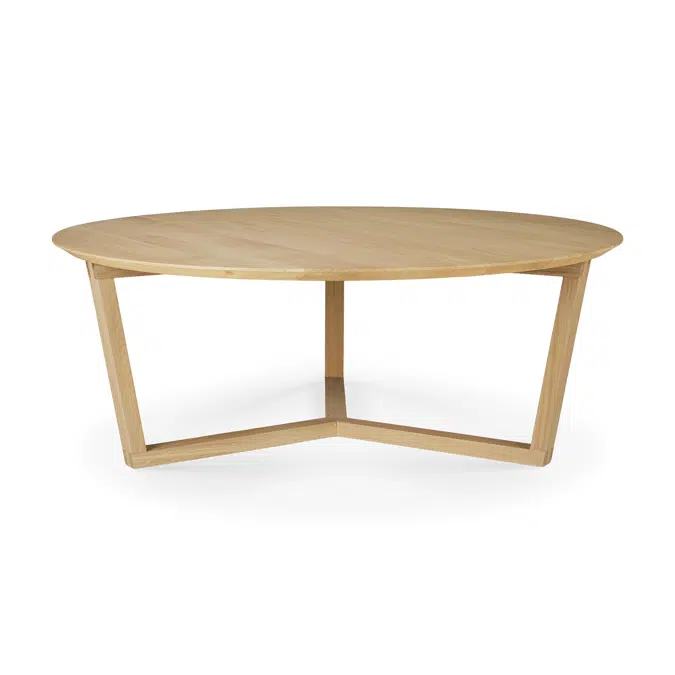 Tripod coffee table - varnished oak - round - 96x96x36 cm