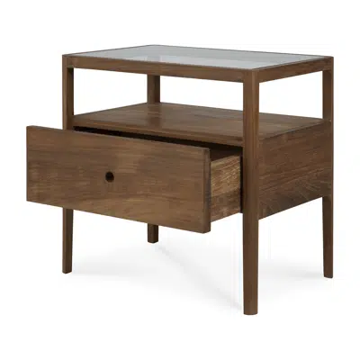 Spindle bedside table - reclaimed teak - 1 drawer - 55x35x52 cm图像