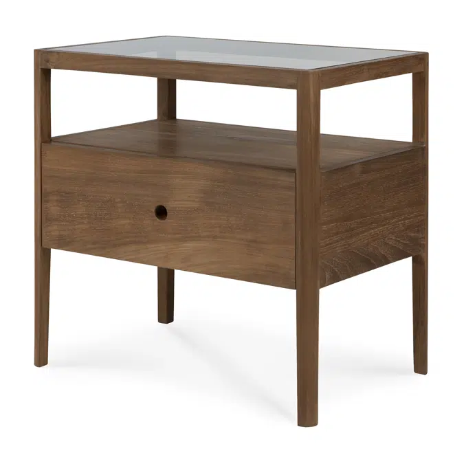 Spindle bedside table - reclaimed teak - 1 drawer - 55x35x52 cm