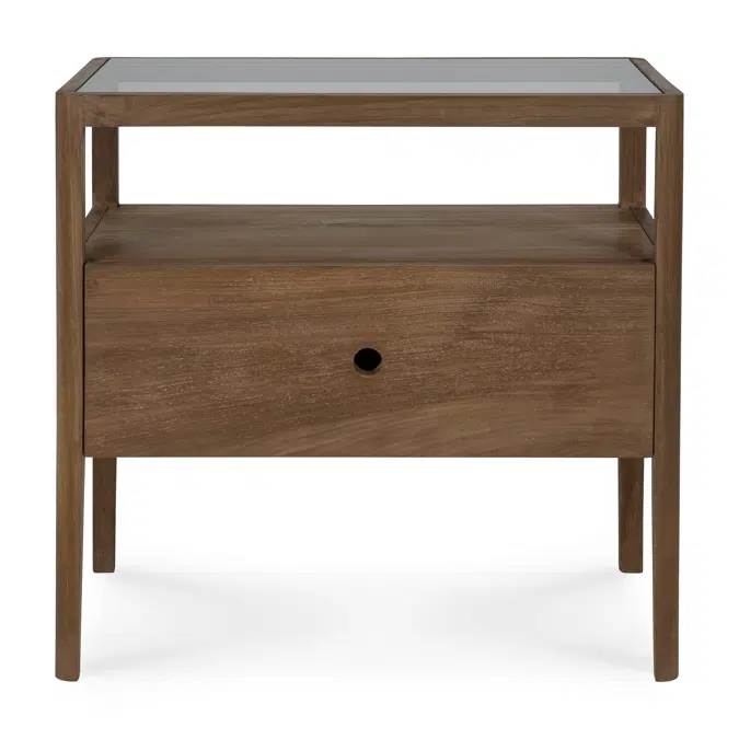 Spindle bedside table - reclaimed teak - 1 drawer - 55x35x52 cm