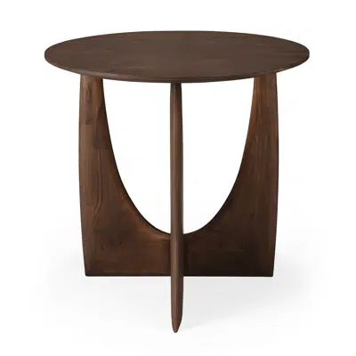 Image for Geometric side table - varnished teak - brown - round - 51x51x50 cm
