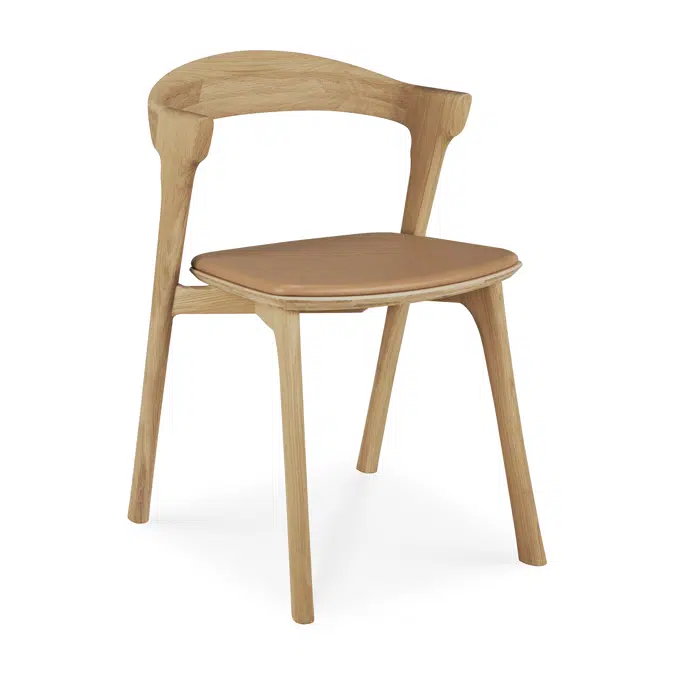 Bok chair - varnished oak - Sienna leather - 50x54x76 cm