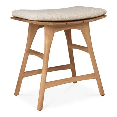 kuva kohteelle Osso outdoor stool - teak - Natural fabric - 50x33x51 cm