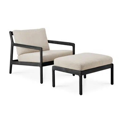 Image for Jack outdoor footstool - varnished teak - black - Natural fabric - 71x54x41 cm