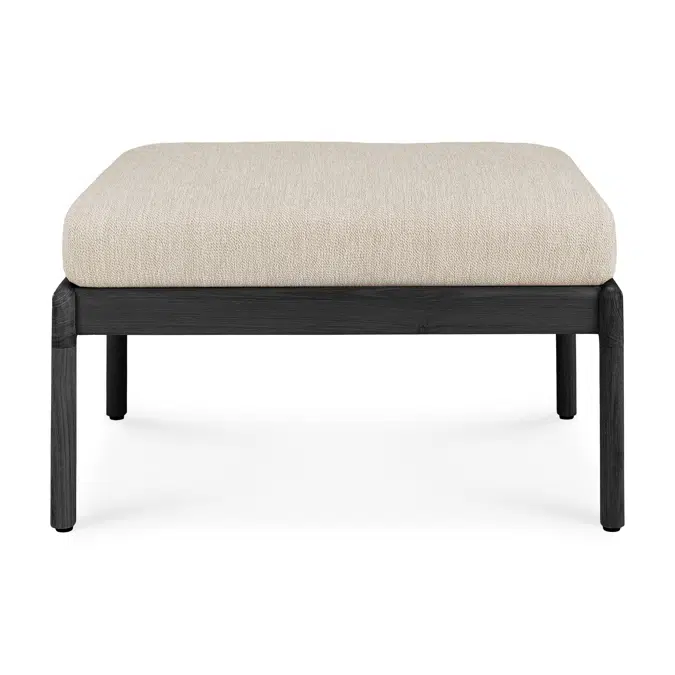 Jack outdoor footstool - varnished teak - black - Natural fabric - 71x54x41 cm