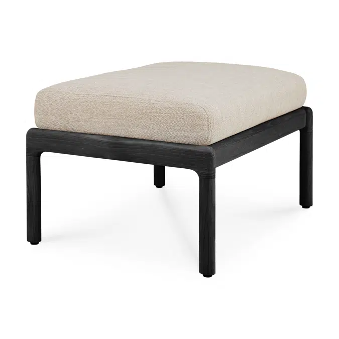 Jack outdoor footstool - varnished teak - black - Natural fabric - 71x54x41 cm
