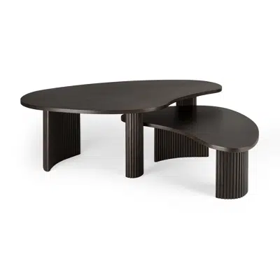 Image for Boomerang coffee table - varnished mahogany - dark brown - pebble shape - 126x74x40 cm