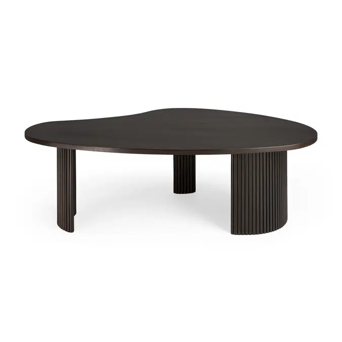 Boomerang coffee table - varnished mahogany - dark brown - pebble shape - 126x74x40 cm