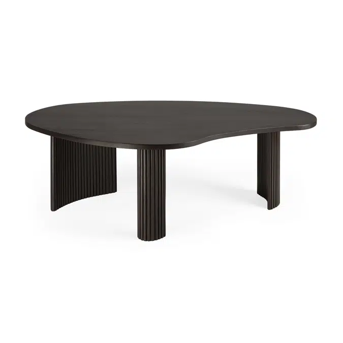 Boomerang coffee table - varnished mahogany - dark brown - pebble shape - 126x74x40 cm