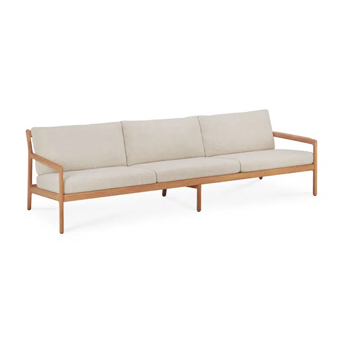Jack outdoor sofa - teak - Natural fabric - 3+ seater - 265x90x74 cm