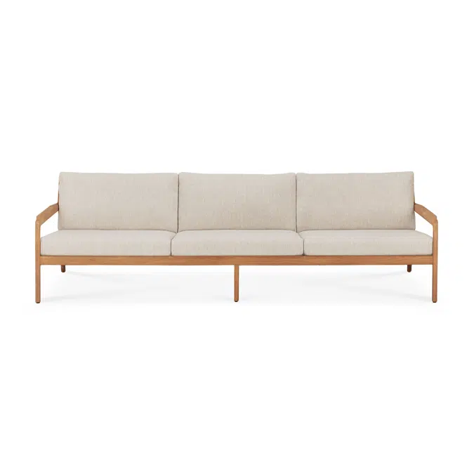 Jack outdoor sofa - teak - Natural fabric - 3+ seater - 265x90x74 cm