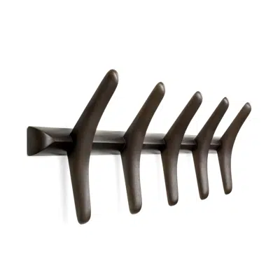PI wall coat rack - varnished mahogany - dark brown - 70x10x21 cm 이미지