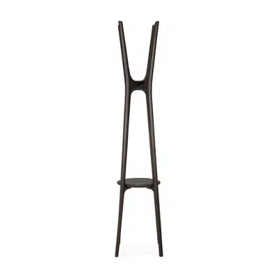 imazhi i PI coat stand - varnished mahogany - dark brown - 50x50x184 cm