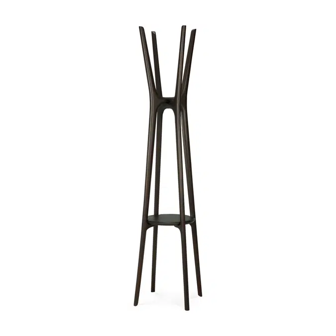 PI coat stand - varnished mahogany - dark brown - 50x50x184 cm