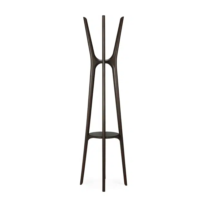PI coat stand - varnished mahogany - dark brown - 50x50x184 cm