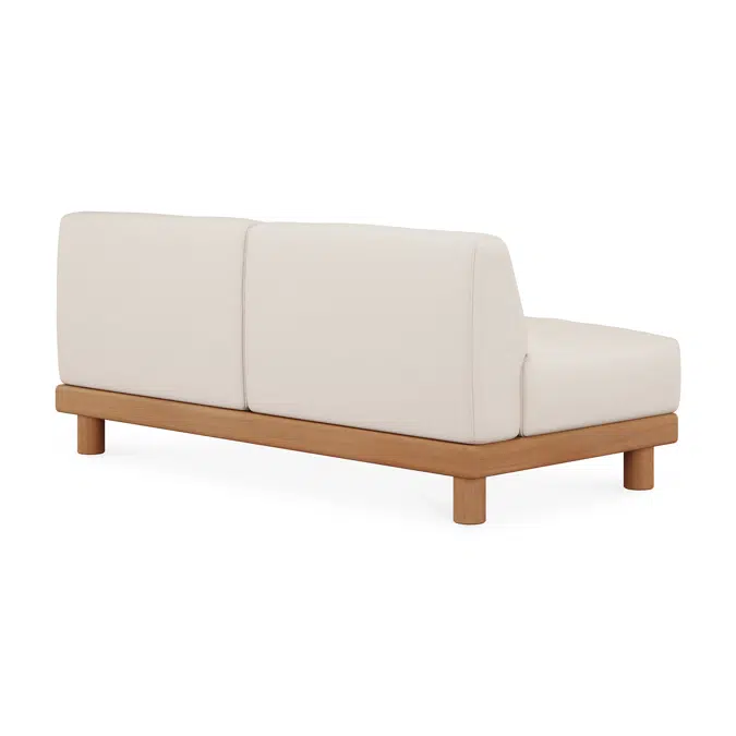 Monocle outdoor modular sofa - teak - White fabric - 2 seater - 166 x 83 x 72 cm