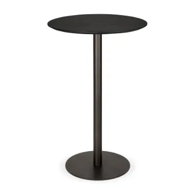 Image for Blend bar table - varnished oak top - black - Dark Bronze base - round 70x70x108 cm