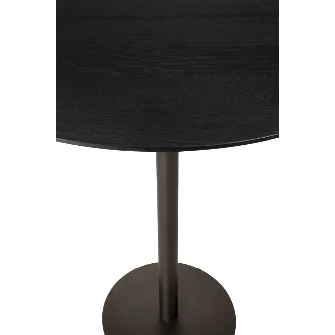 Blend bar table - varnished oak top - black - Dark Bronze base - round 70x70x108 cm
