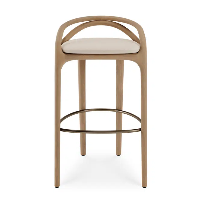 Aleta bar stool - varnished oak - brass coloured metal - Ivory chenille 51x55x91 cm