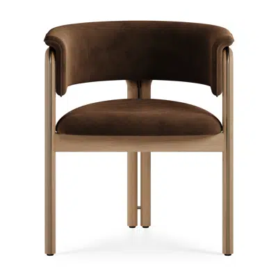 Image for Volita dining chair - varnished oak - brass coloured metal - Tobacco velvet 60x55x70 cm