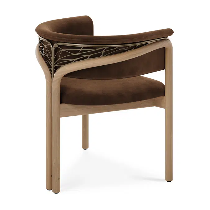 Volita dining chair - varnished oak - brass coloured metal - Tobacco velvet 60x55x70 cm