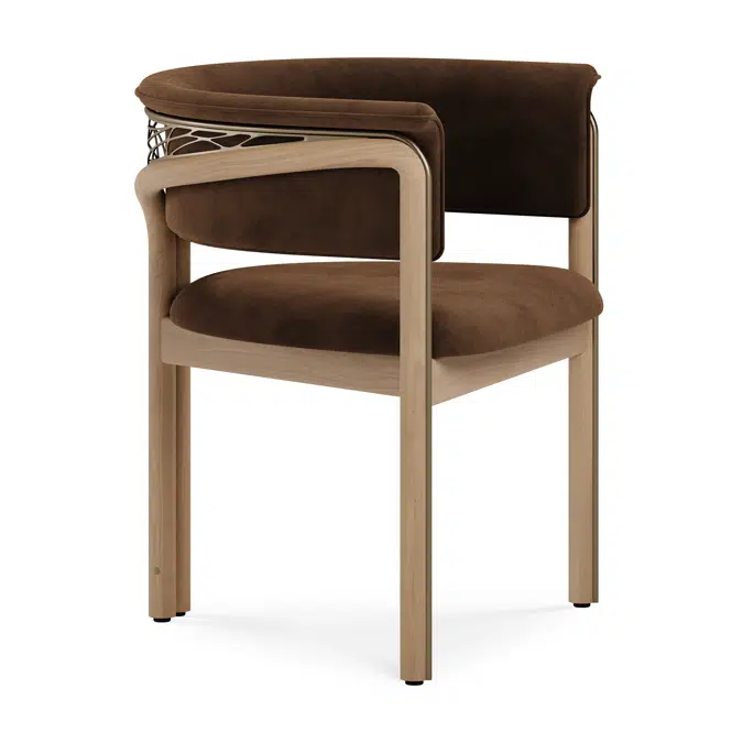 Volita dining chair - varnished oak - brass coloured metal - Tobacco velvet 60x55x70 cm
