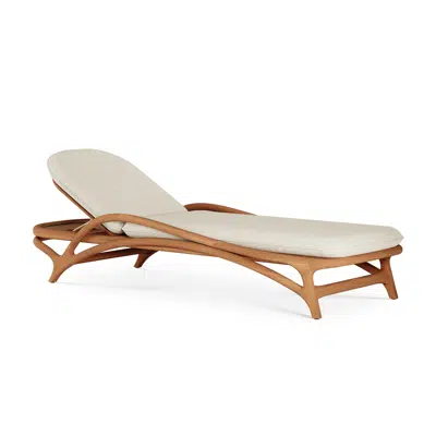 Image for Zen outdoor adjustable lounger - teak - beige bouclé - 212 x 72 x 40 cm