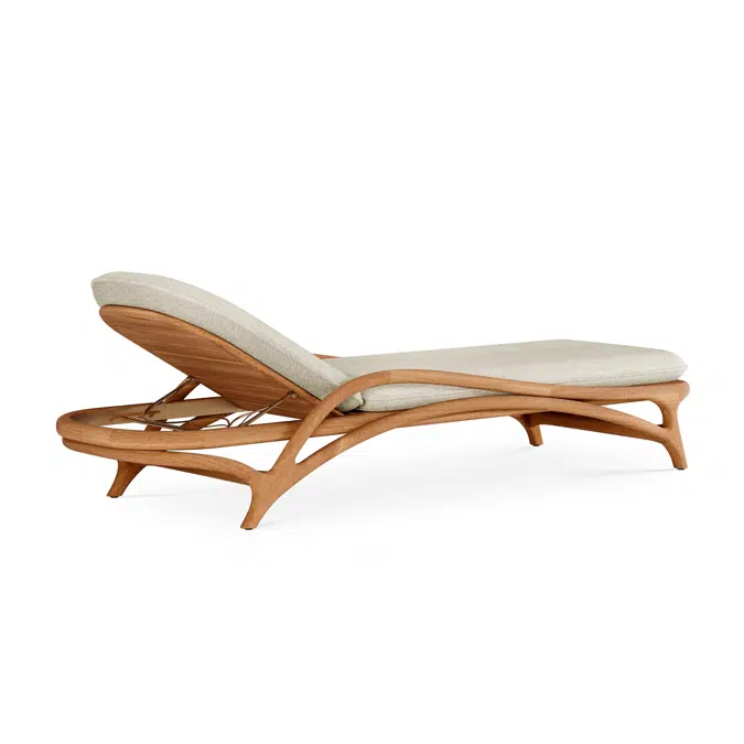 Zen outdoor adjustable lounger - teak - beige bouclé - 212 x 72 x 40 cm