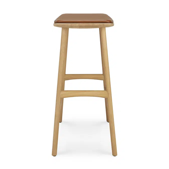 Osso counter stool - varnished oak - Cognac leather - 57x33x69 cm