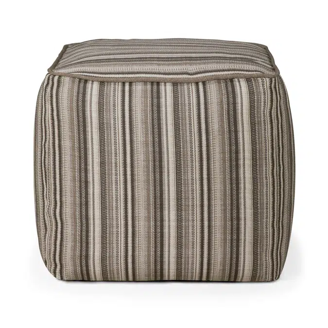 Zahara outdoor pouf - Grey Stripe fabric - 50 x 50 x 45 cm