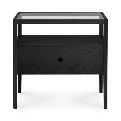 Image pour Spindle bedside table - varnished oak - black - 1 drawer - 55x35x52 cm