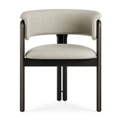 Image for Volita dining chair - varnished teak - dark brown - bronze coloured metal - beige chenille - 60 x 55 x 70 cm