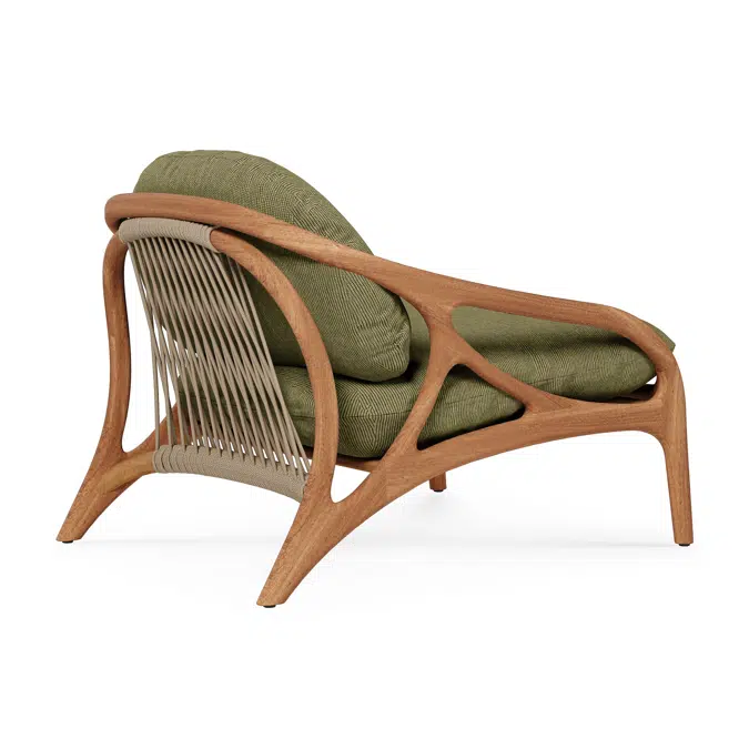 Vime outdoor lounge chair - teak - beige cord - green structured - 84 x 93 x 69 cm