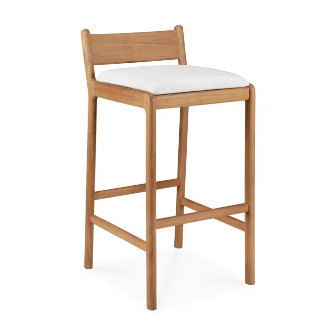 Jack outdoor bar stool - teak - Off White fabric - 46 x 50 x 96 cm