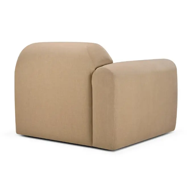 Bulky modular sofa - Light Sepia fabric - end seater with R arm - 95x95x75 cm