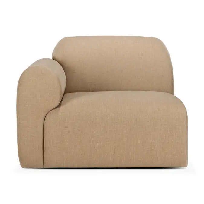 Bulky modular sofa - Light Sepia fabric - end seater with R arm - 95x95x75 cm