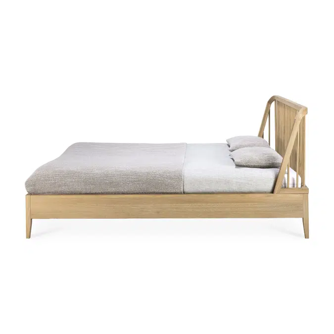 Spindle bed - oak - US King - with slats - 203x213x97 cm