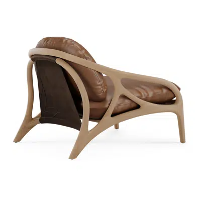 Image for Vime lounge chair - varnished oak - Dark Brown leather - Nutmeg leather 84x93x69 cm