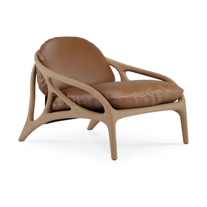 Vime lounge chair - varnished oak - Dark Brown leather - Nutmeg leather 84x93x69 cm
