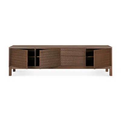 Image for Sono TV cupboard - varnished teak - Light Brown - 3 doors - 1 flip-down door - 1 drawer 212x45x60 cm