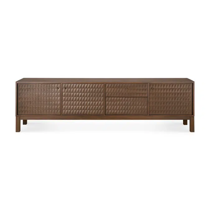 Sono TV cupboard - varnished teak - Light Brown - 3 doors - 1 flip-down door - 1 drawer 212x45x60 cm