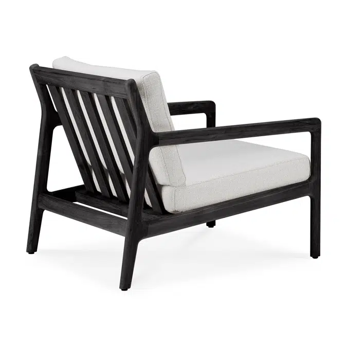 Jack outdoor lounge chair - varnished teak - black - Off White fabric - 76x90x74 cm