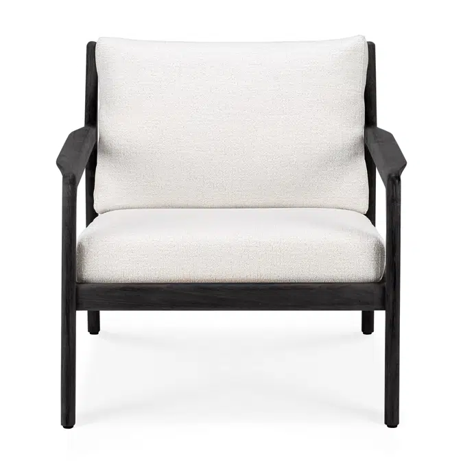 Jack outdoor lounge chair - varnished teak - black - Off White fabric - 76x90x74 cm