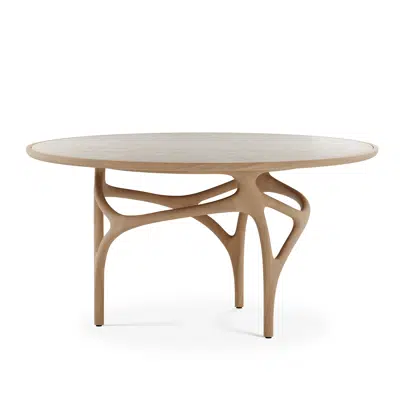 Image for Cena dining table - varnished oak - beige quartzite top - round 150x150x76 cm