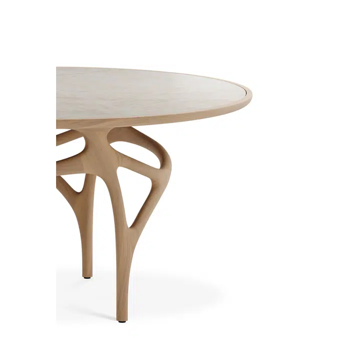 Cena dining table - varnished oak - beige quartzite top - round 150x150x76 cm